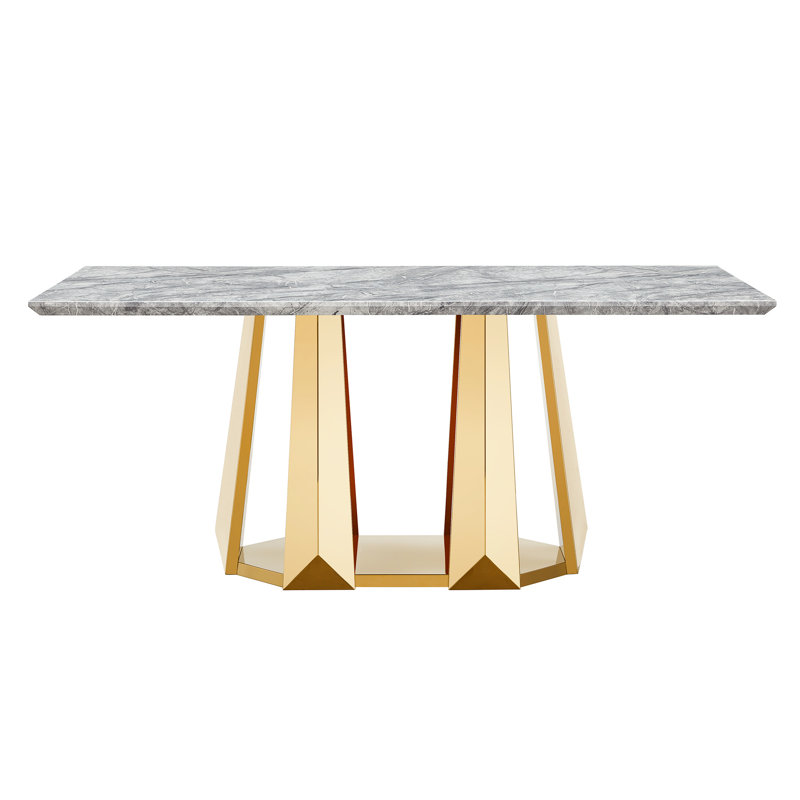 Table de salle à manger Marble, Gris, Doré