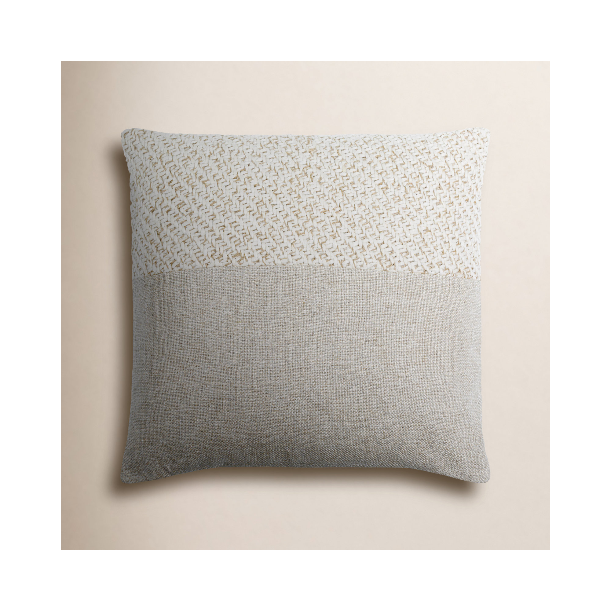 Arlington Linen Throw Pillow, 20" x 20", Cream/Beige, Polyester/Polyfill