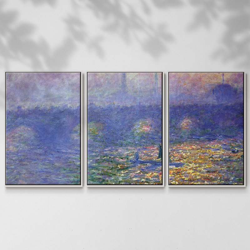 Waterloo Waterloo par Monet, 3 pièces, H 40 po x l 78 po x P 2 po, Blanc