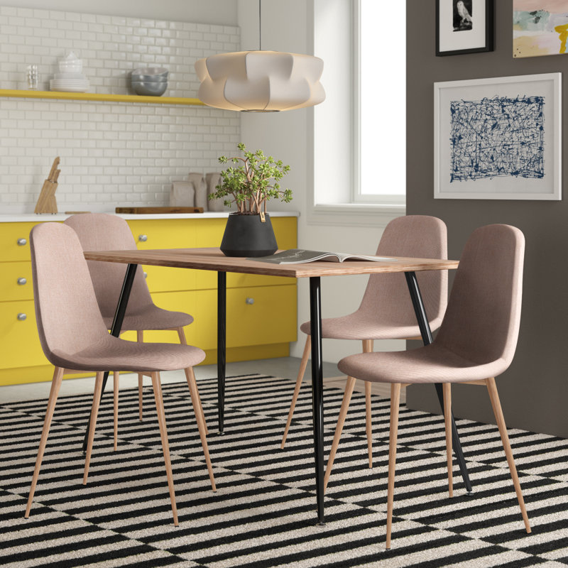 Awwal 4 - Person Four Leg Dining Set, Walnut, Natural