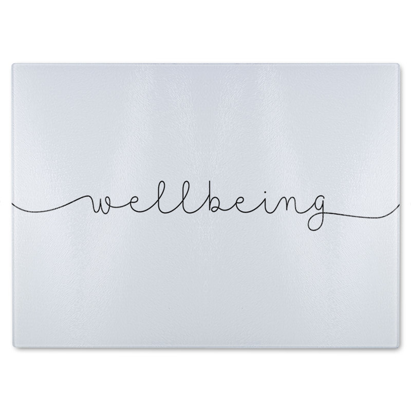 Text Wellbeing Designer Glass Chopping Board, 40cm L x 28cm W