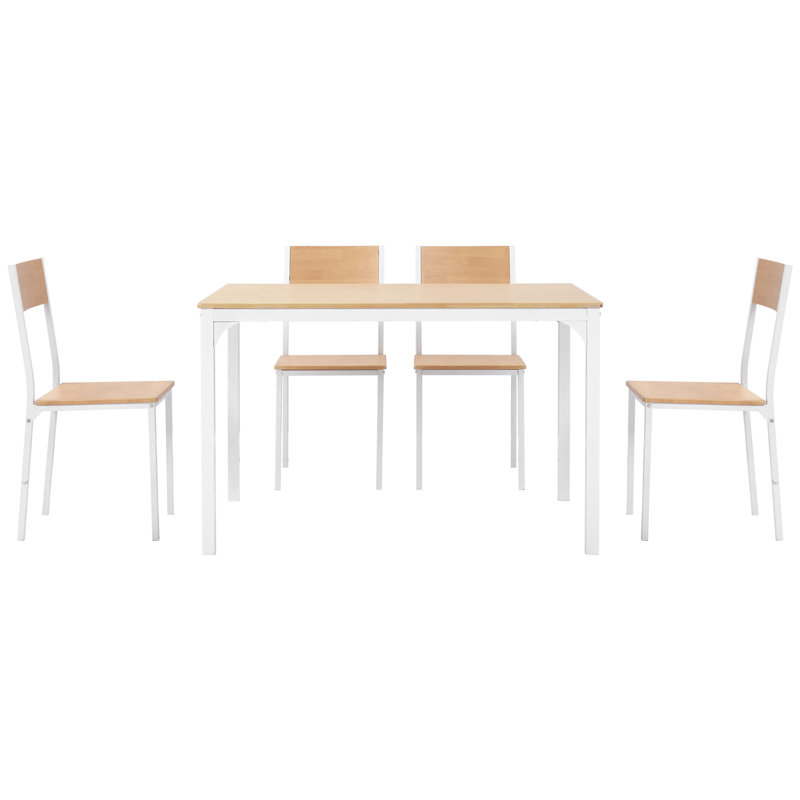 Archer-James 4 -Person Dining Set, Natural, Natural/White, White