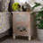 Celia Transitional Rustic French Country Washed Wood and Mirror 2-Drawer Quatrefoil End Table