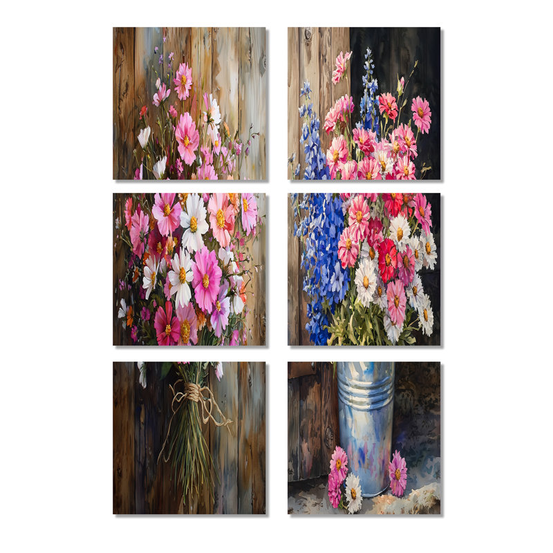 Ensemble de 6 impressions sur toile Wild Garden, Toile tendue, Ne s’applique pas