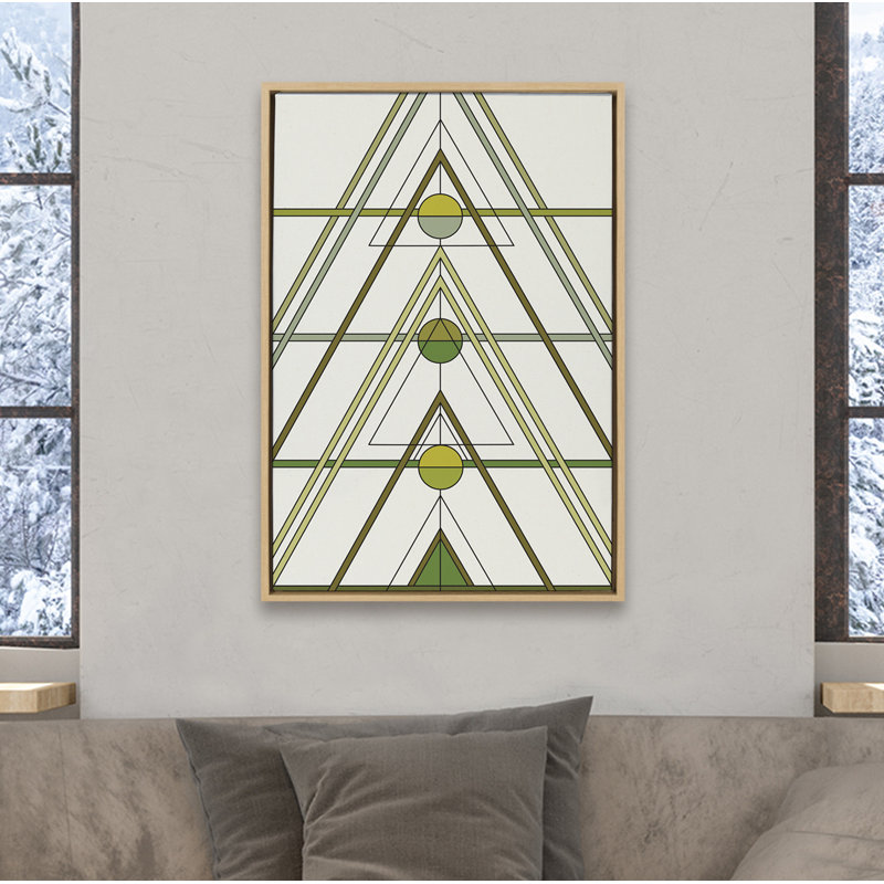 «Mid Century Modern Retro Tree» par The Creative Bunch Studio, reproduction d'art sur toile encadrée, Doré