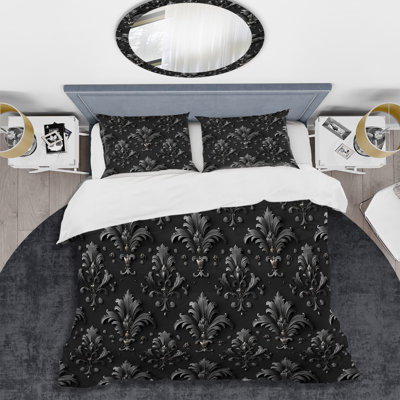 Dark Gray Glamour Luxe IV - Transitional Duvet Cover Set