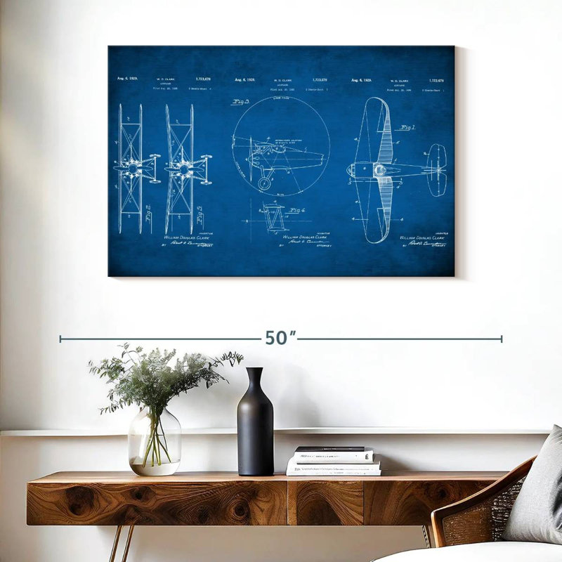 Impression de plans d'aviation, impression sur toile, H 26 po x l 39 po x P 1,25 po