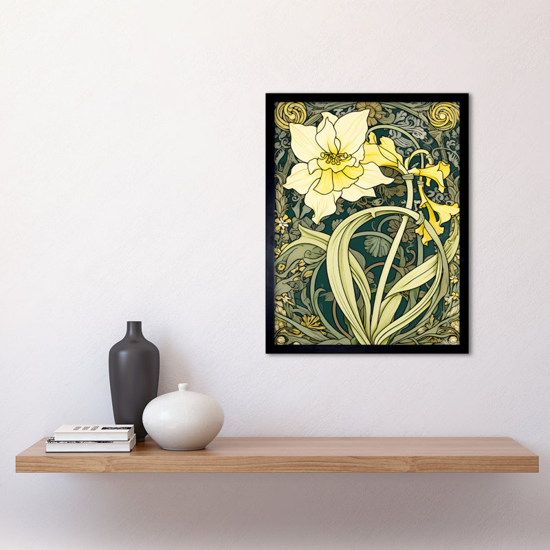 Hohman Yellow Daffodil Flower Art Nouveau - Single Picture Frame Print