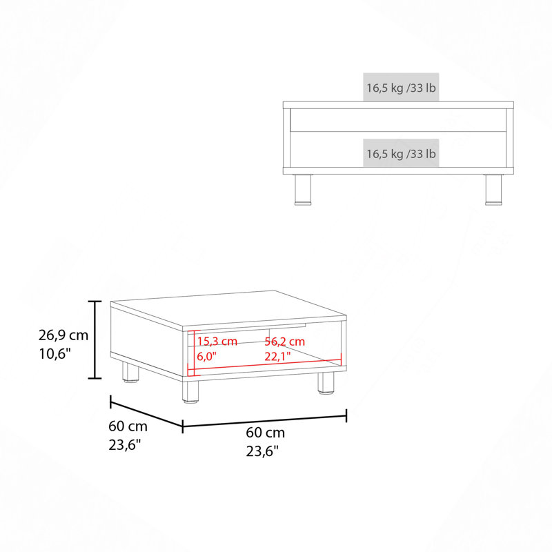 Coffee Table With Open Storage, White