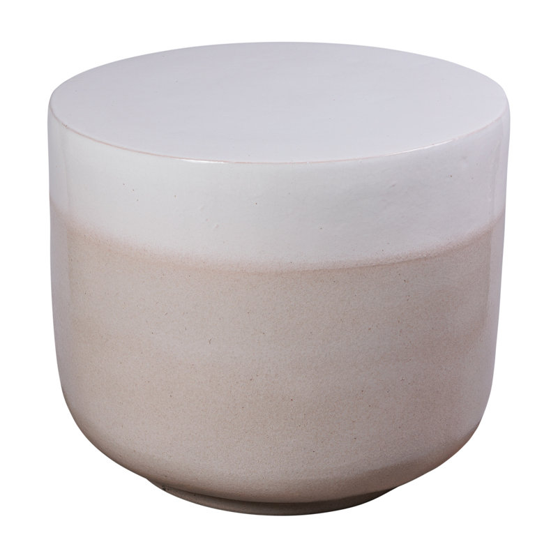 Harmony Outdoor Round Side Table, White/Sand Gloss