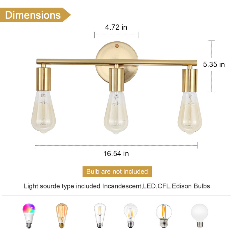 Lurean 3 - Light Dimmable Vanity Light, Gold