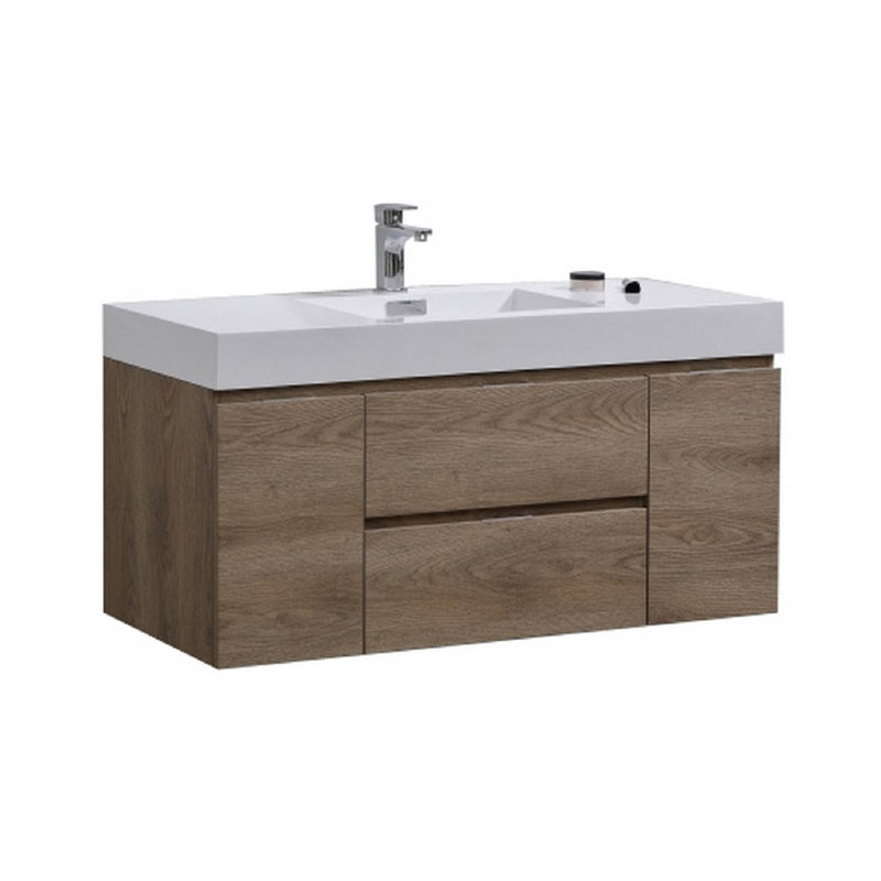 Ensemble de meuble-lavabo mural simple 47 "Parsonage, Noyer cendré