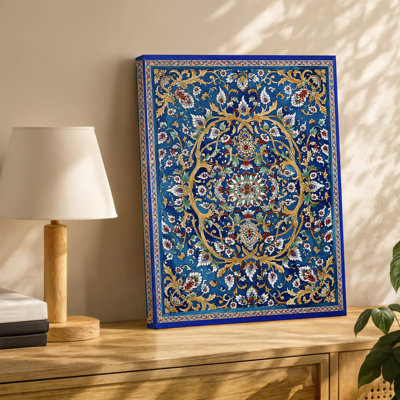 Canvas A Vibrant Intricate Turkish Tile Design Featuring A Rich Cobalt Wall Art Blue Background Adorned With Elaborate Floral And Canvas Wall Art