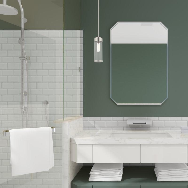 Luminaire suspendu bocal simple à 1 lumière Binghamton, Nickel brossé
