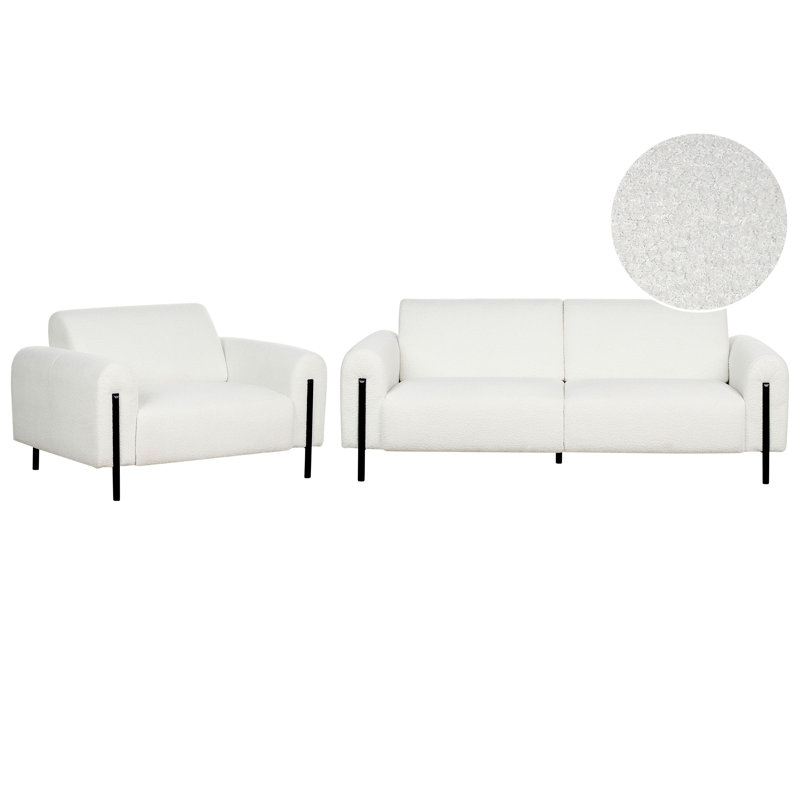 Saiyan 2 - Piece Living Room Set, White Boucle
