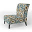 Fauteuil de chambre rembourré ivoire et turquoise