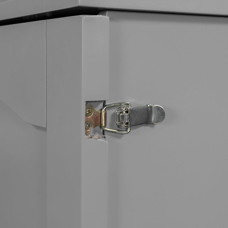 Lit escamotable double pleine grandeur avec tiroir et ensemble de prises et ports USB, structure à poulie, gris, Grey