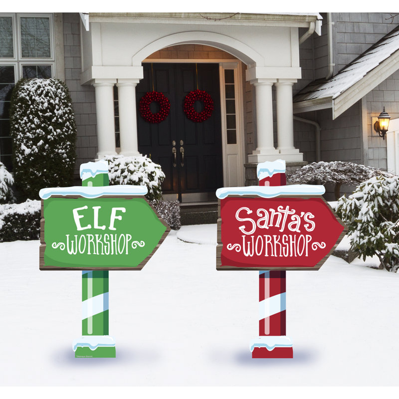 Ensemble de piquets de jardin 2 pièces Elf Santa