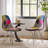 Patchwork Accent Chair Bohemian Style Fabric? Chair With Chromed Legs Geometric Pattern Chair, 18"D X 21"W X 32"H, Set Of 2
