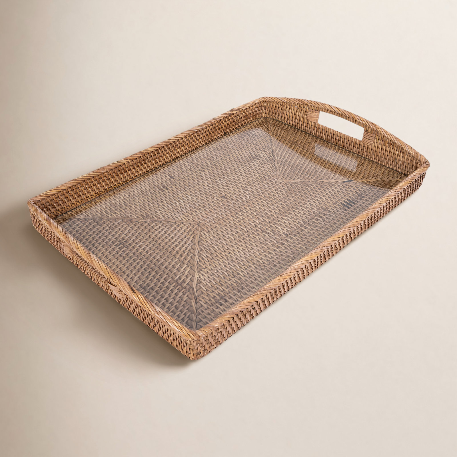 Rectangle Glass Decorative Tray, Honey Brown, 17" W x 12" D x 1" H