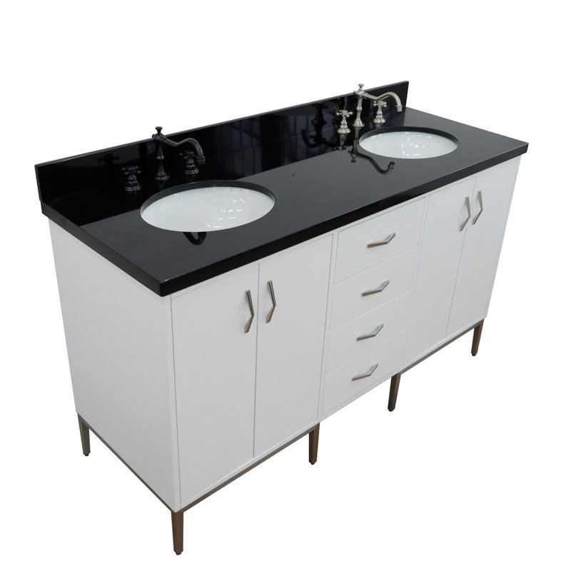 Ensemble de meuble-lavabo double 61 po Aashiya, Noir