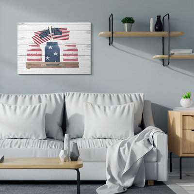 " Rustic Patriotic Jars American Pride Flag Design " by Patricia Mendes