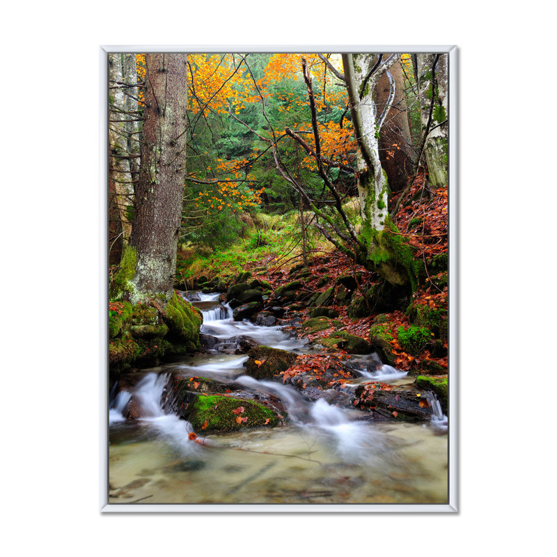 «Beautiful Autumn Forest Waterfall VI», reproduction d'art sur toile traditionnelle, H 20 po x l 12 po x P 1,5 po