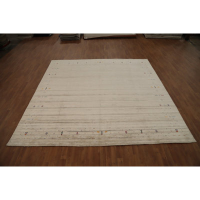 Tapis élégant et minimaliste carré Gabbeh 10 x 10 avec un motif complexe