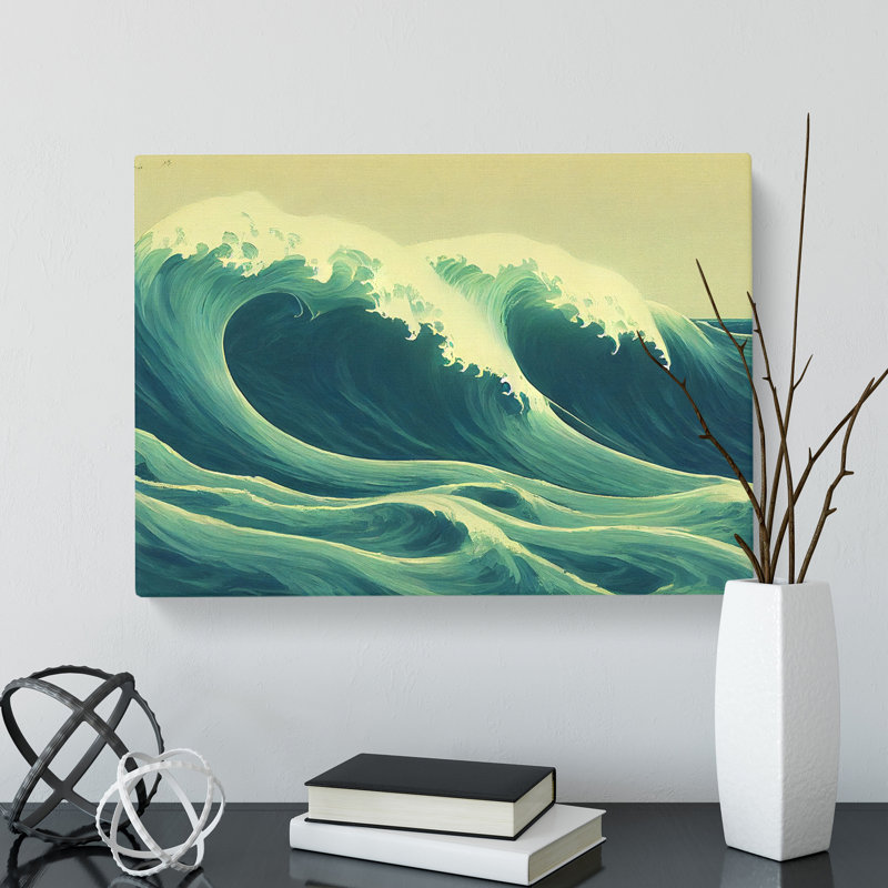 An Artistic Japanese Wave - Wrapped Canvas Print, 50cm H x 76cm W x 3cm D