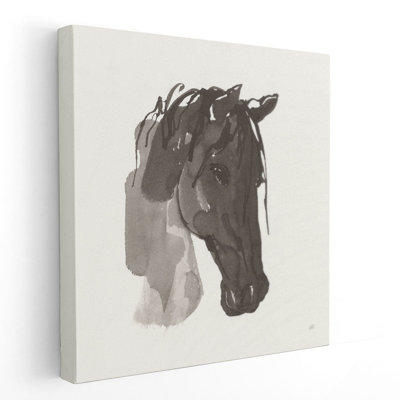 «Horse Portrait I Black and White», reproduction d'art sur toile