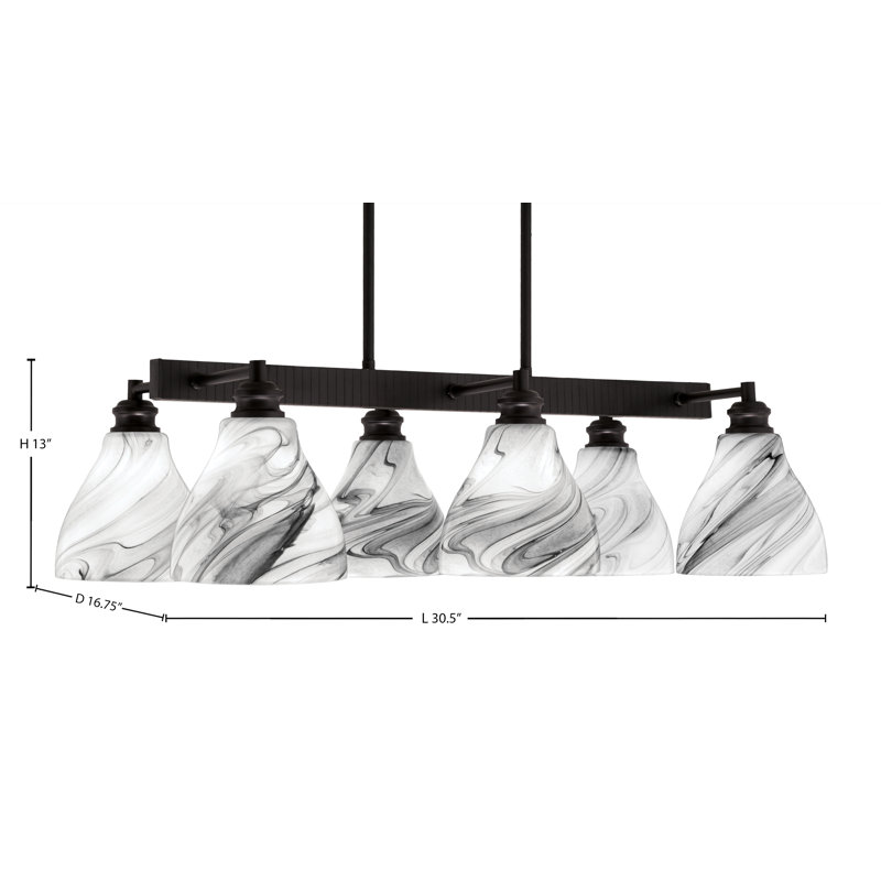 Barre d'éclairage 6 lumières Edge avec verre tourbillon onyx 6,25 po, Espresso