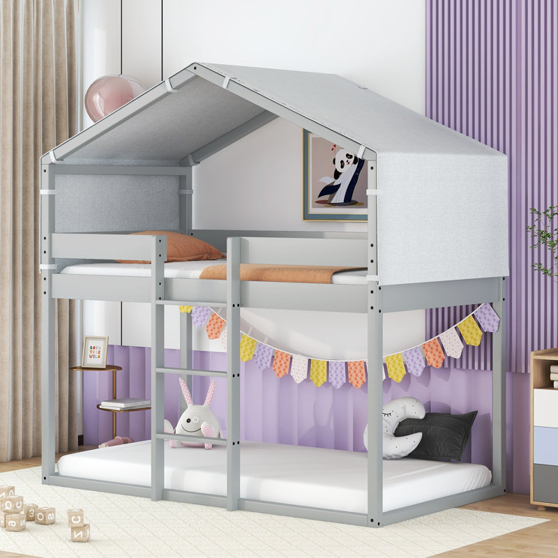 Lit superposé simple au-dessus de simple Beaty Kids, Gris
