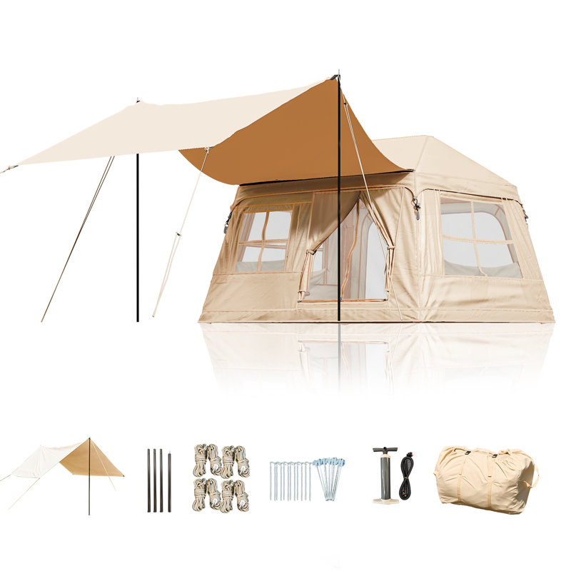 Tentes gonflables de 2 à 4 personnes pour le camping, tente de glamping imperméable, pavillon double avec pompe