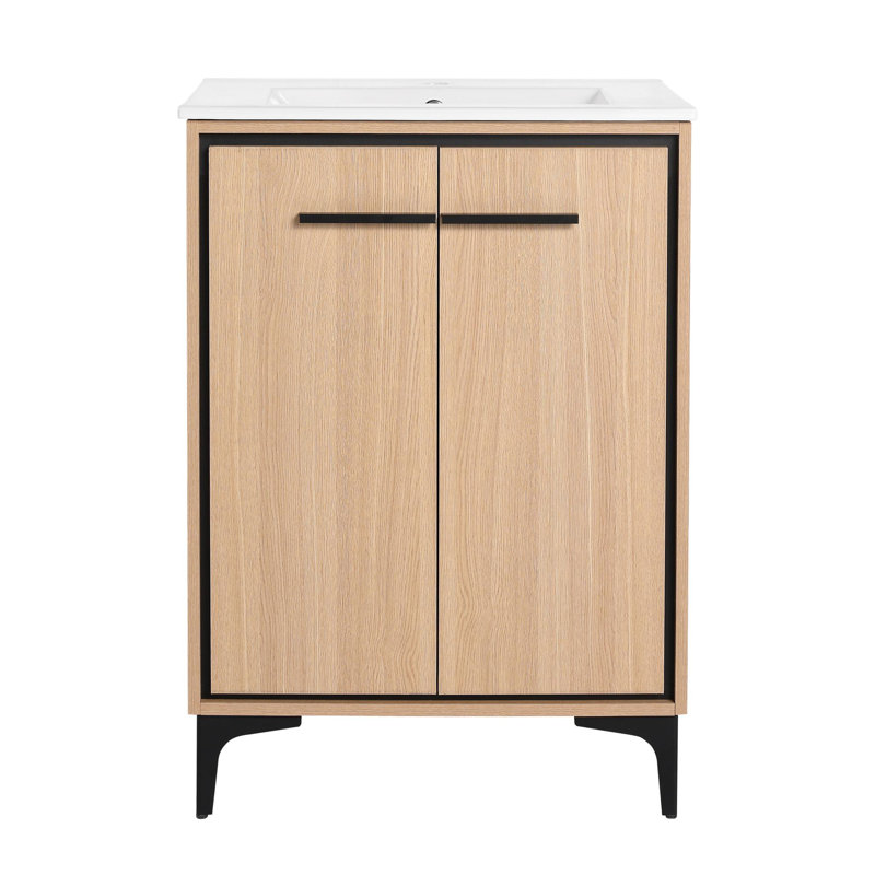 High Quality Durable Bathroom Vanity with Ceramic Sink, 24"
