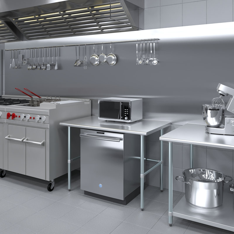 Table de travail en acier inoxydable, H 35 po x L 48 po x L 30 po