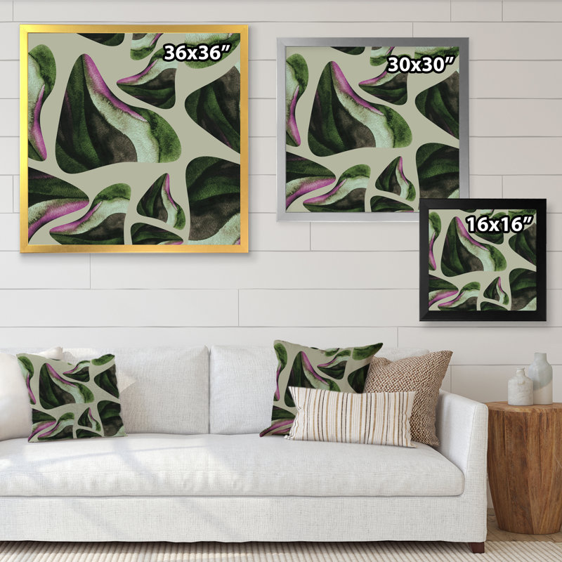 1_Abstrait vert foncé organique Elements I - impression d'art moderne sur toile, H 16 po x l 16 po x P 1 po