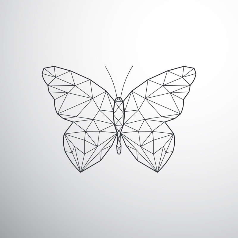 Geometric Butterfly - Wrapped Canvas Print, 91cm H x 91cm W x 3.8cm D