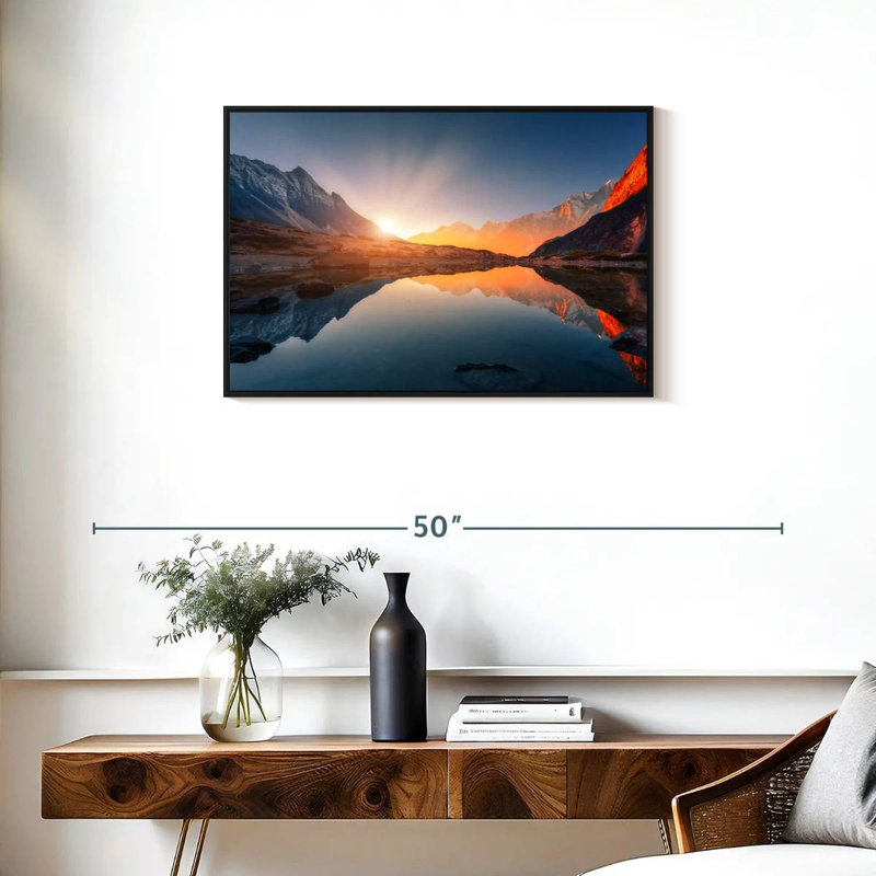 Coucher de soleil himalayen, Cadre flottant noir, 31 po x 21 po