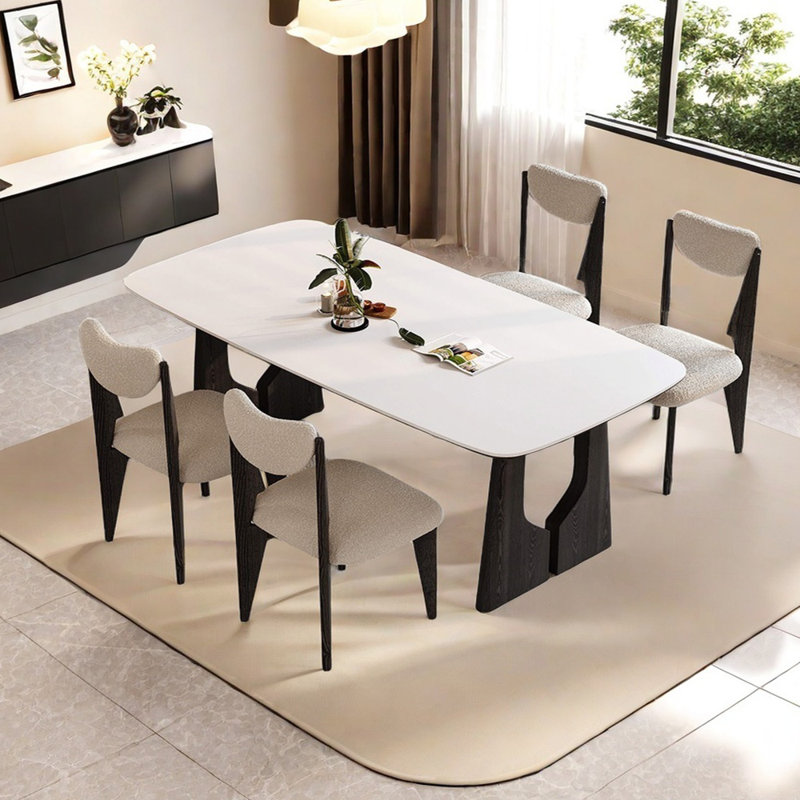 White sintered stone dining table, 29.53"H x 31.5"W x 70.87"L