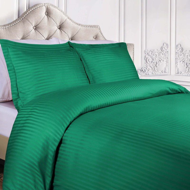 Ensemble de housse de couette en mélange de coton égyptien à densité de tissage 300 fils Mitchell Écosse, Vert forêt