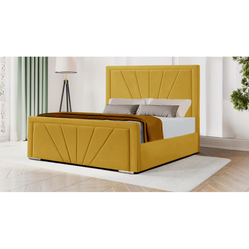 Valeria Upholstered Bed, Yellow Mustard, Double