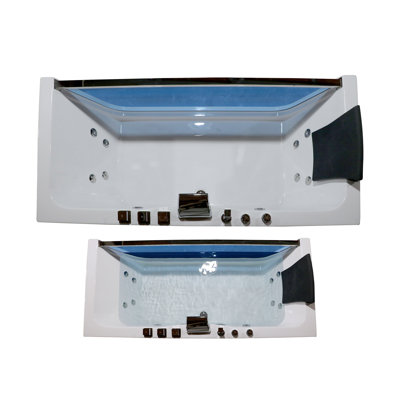 Santa 59.45-in L x 29.53-in W x 22.05-in H Acrylic Corner Whirlpool Massage Tub in Glossy White