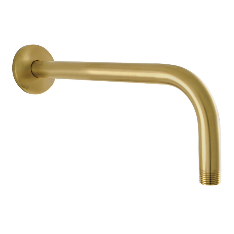 Kingston Brass Claremont 12-Inch J-Shaped Rain Drop Shower Arm with Round Flange, Brushed Nickel