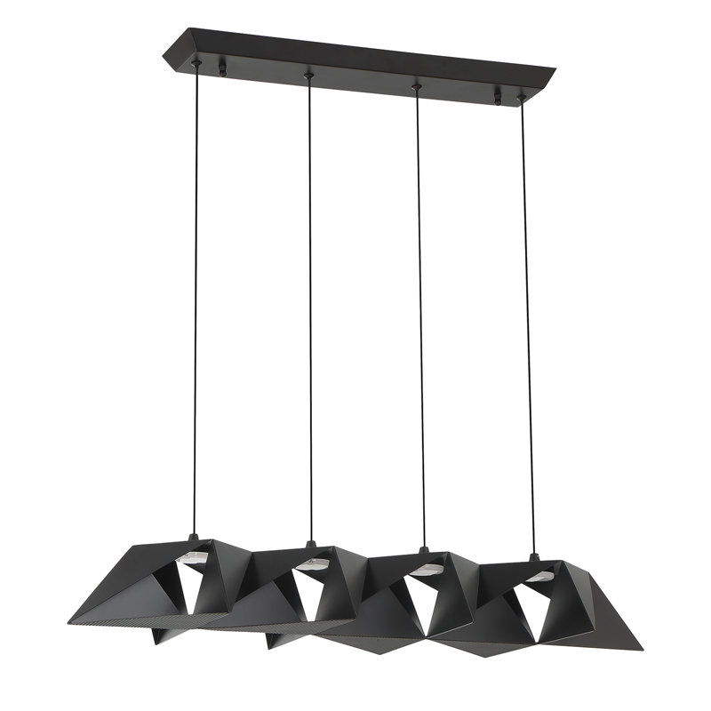 Luminaire suspendu linéaire pour îlot de cuisine 4 lumières Shattuck