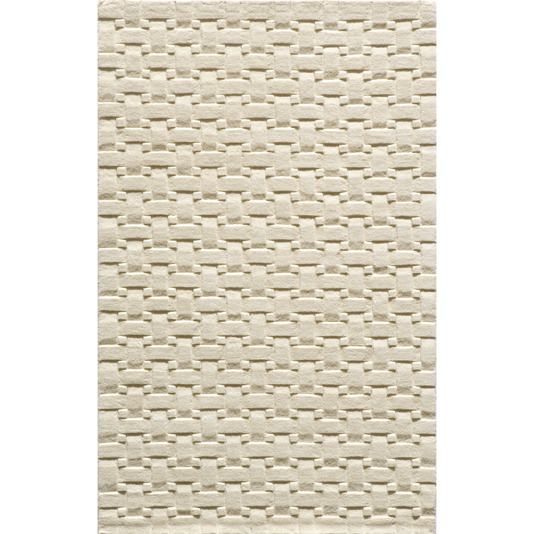 Carissa Geometric Handmade Tufted Wool Ivory Area Rug