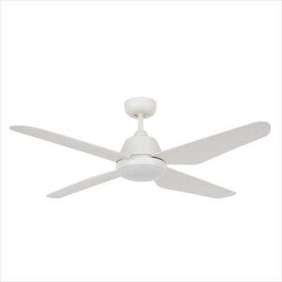 52" Ceiling Fan with Light and Remote, Modern White LED Ceiling Fan with Lights, Damp Rated, Indoor/Outdoor Ceiling Fan