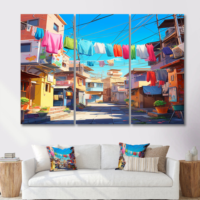 Verdell - ensemble d'art mural «City Buildings», Toile tendue, H 28 po x l 36 po x P 1 po