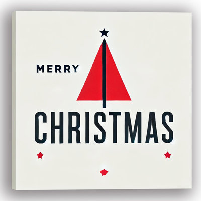 Minimalist Christmas Cheer: Red Tree Wrapped Canvas Print