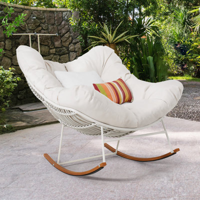 Indoor/outdoor Rocking Chair With Rattan Weaving And Steel Frame by Sundale Outdoor