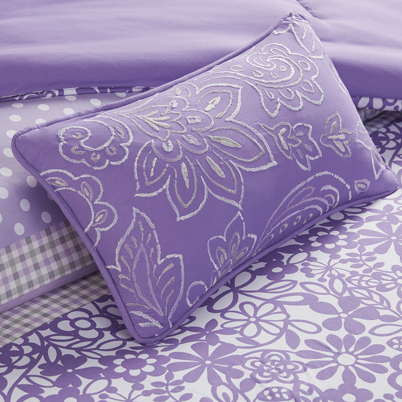 Ensemble d'édredon en polyester , Édredon simple / simple TG, 1 taie décorative et, Mauve